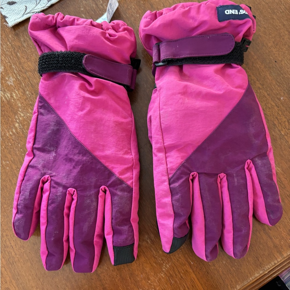Lands End Pink and Purple Ski Gloves